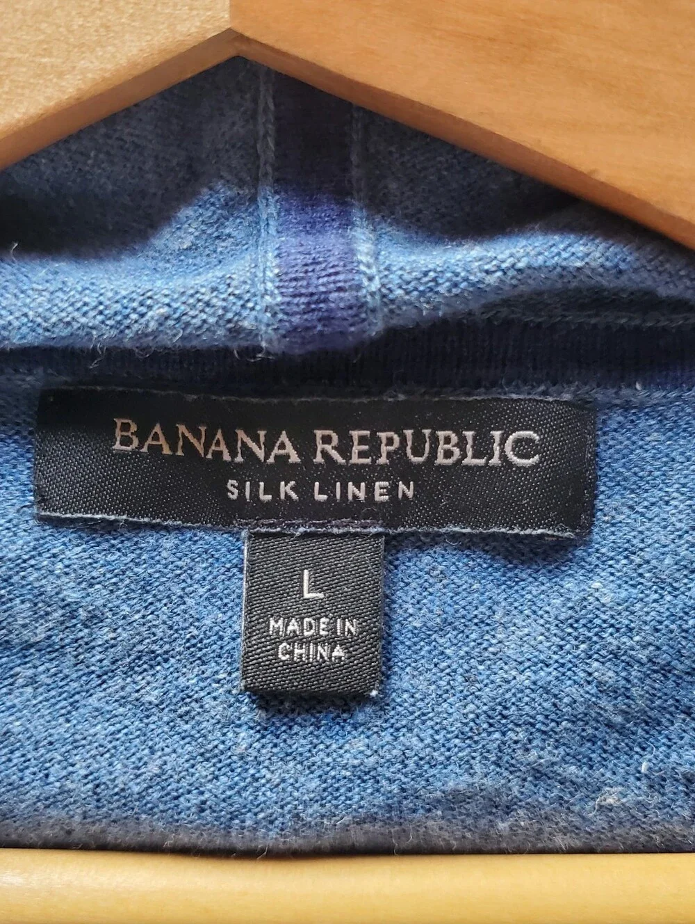 Banana Republic Silk Linen Hoodie Men's L Blue Casual Quiet Luxury Pullover